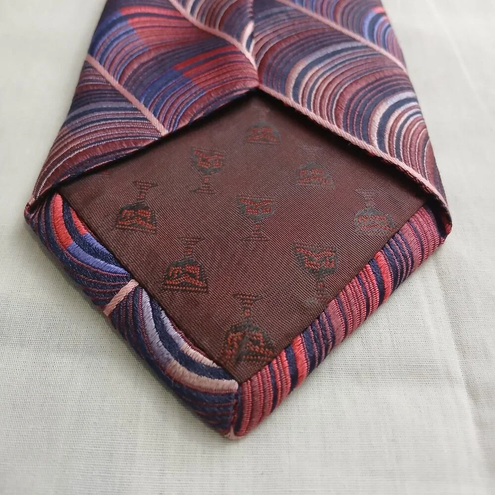 Vintage Christian‎ Dior Signature Necktie Blue Pink and Purple 100% Silk